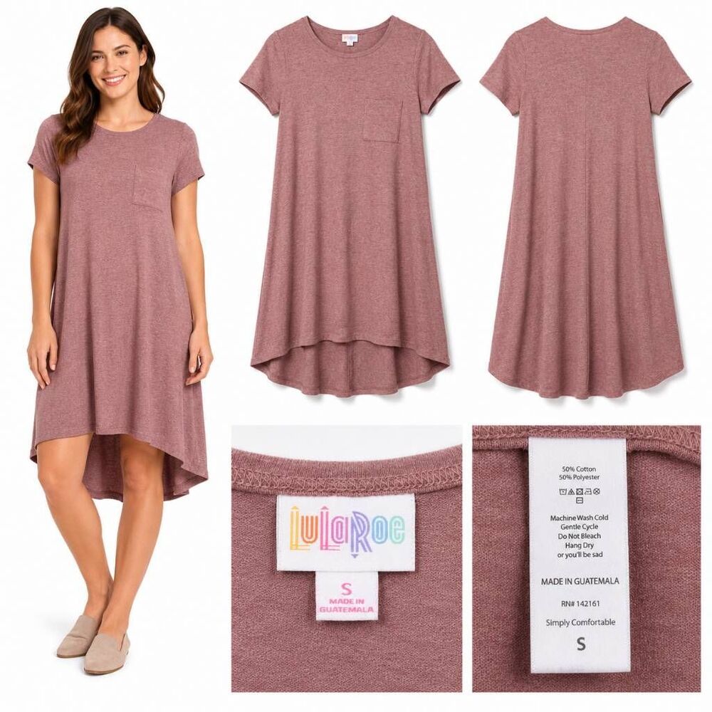 LuLaRoe Carly Dress Solid Mauve Hi Low Small